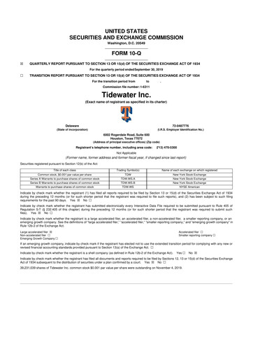 Thumbnail Tidewater 10-Q Quarterly Report FY2019 