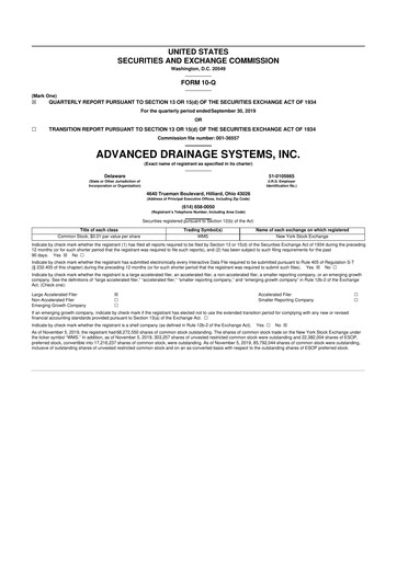 Thumbnail Advanced Drainage Systems
 10-Q Quarterly Report FY2020 