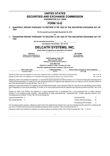 Thumbnail Delcath Systems 10-Q Quarterly Report FY2019 