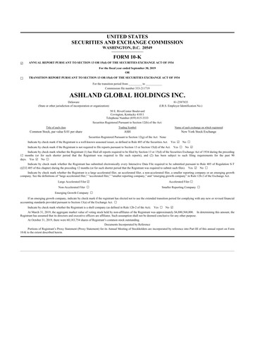 Thumbnail Ashland 10-K Annual Report 2019