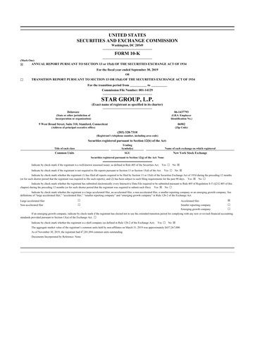 Thumbnail Star Group 10-K Annual Report 2019