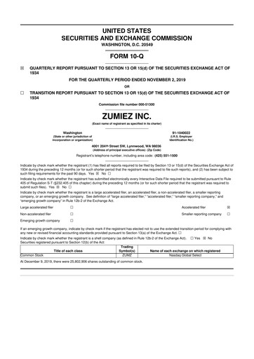 Thumbnail Zumiez 10-Q Quarterly Report FY2019 