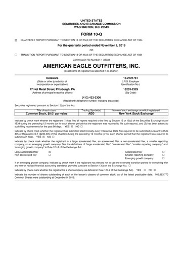 Thumbnail American Eagle Outfitters
 10-Q Quarterly Report FY2019 