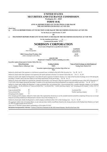 Thumbnail Nordson 10-K Annual Report 2019