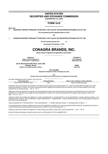 Thumbnail Conagra Brands
 10-Q Quarterly Report FY2020 