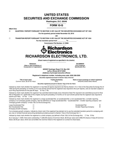Thumbnail Richardson Electronics 10-Q Quarterly Report FY2020 