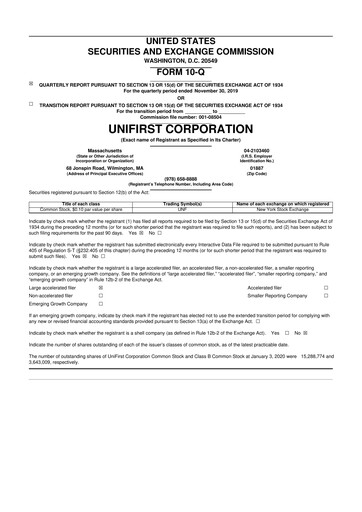 Vorschaubild UniFirst 10-Q Quartalsbericht  