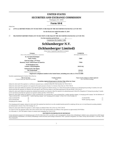 Thumbnail SLB (Schlumberger) 10-K Annual Report 2019
