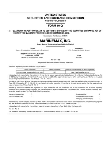 Thumbnail MarineMax 10-Q Quarterly Report FY2019 
