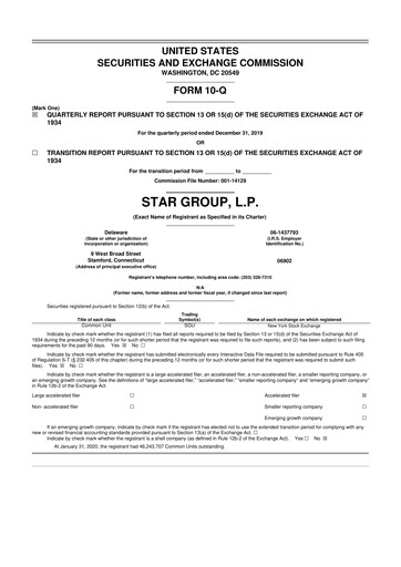 Thumbnail Star Group 10-Q Quarterly Report FY2020 