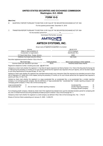 Vorschaubild Amtech Systems 10-Q Quartalsbericht 2020 