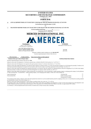 Thumbnail Mercer International 10-K Annual Report 2019