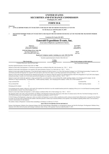 Vorschaubild Emerald Holding 10-K Jahresbericht 2019