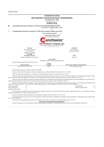 Thumbnail The Manitowoc Company
 10-K Annual Report 2019