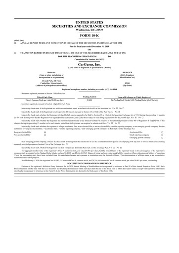 Thumbnail CarGurus 10-K Annual Report 