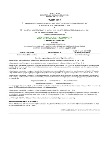 Thumbnail Weyerhaeuser
 10-K Annual Report 2019