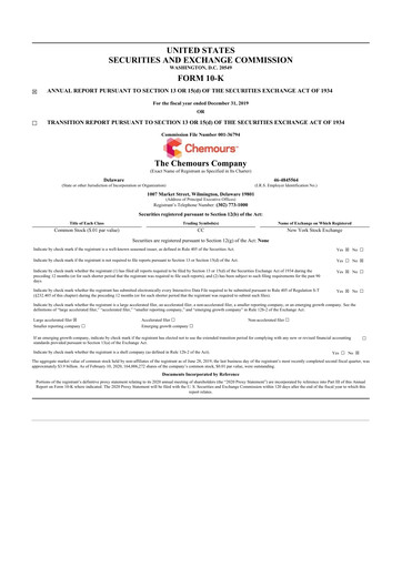 Thumbnail Chemours
 10-K Annual Report 2019