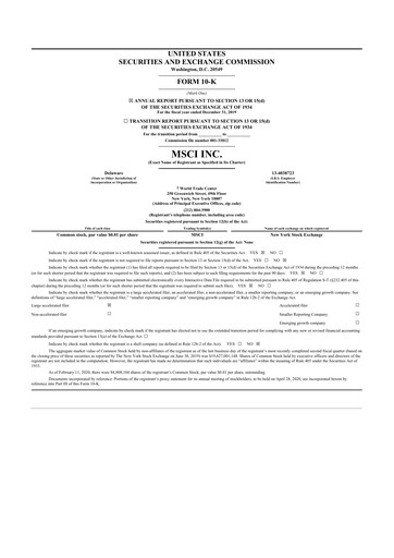 Thumbnail MSCI 10-K Annual Report 2019