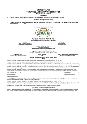 Thumbnail Sprouts Farmers Market 10-K Annual Report 2019
