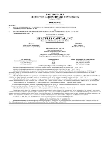 Thumbnail Hercules Capital
 10-K Annual Report 