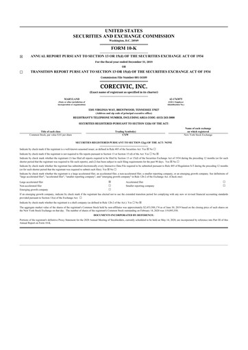 Thumbnail CoreCivic 10-K Annual Report 2019