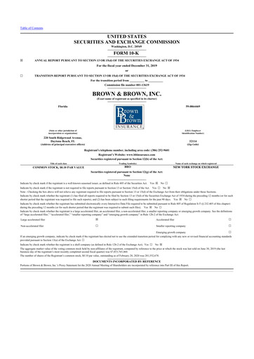 Thumbnail Brown & Brown
 10-K Annual Report 2019