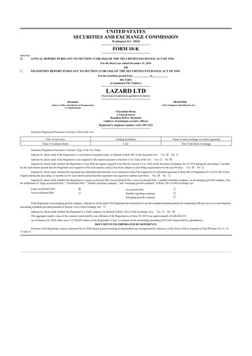 Thumbnail Lazard 10-K Annual Report 2019