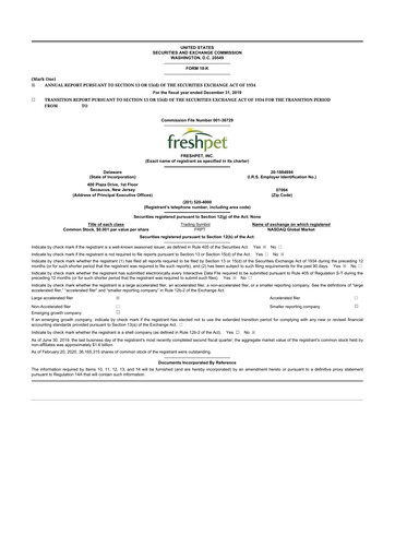 Thumbnail Freshpet 10-K Annual Report 