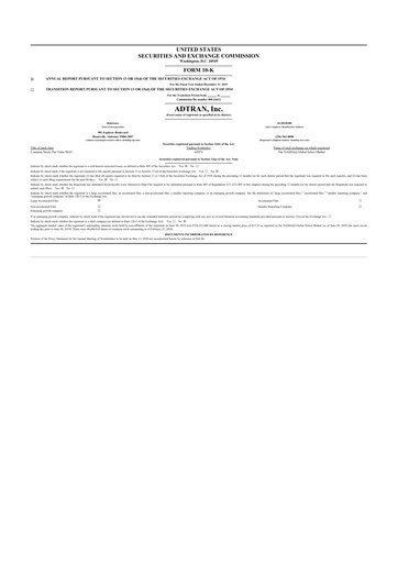 Thumbnail ADTRAN 10-K Annual Report 2019