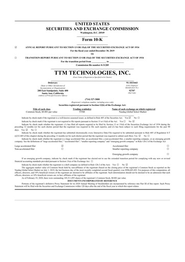 Thumbnail TTM Technologies
 10-K Annual Report 2019
