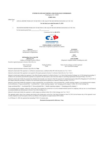 Thumbnail CrossAmerica Partners 10-K Annual Report 2019