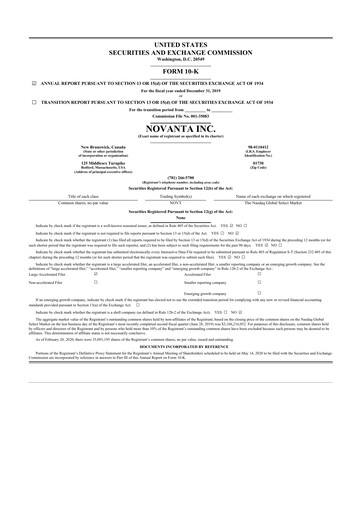 Vorschaubild Novanta 10-K Jahresbericht 2019