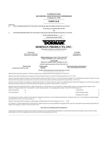 Thumbnail Dorman Products 10-K Annual Report 2019