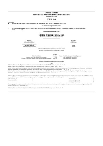 Vorschaubild Viking Therapeutics
 10-K Jahresbericht 2019