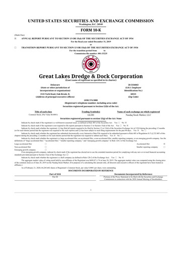 Thumbnail Great Lakes Dredge & Dock Corp. 10-K Annual Report 2019