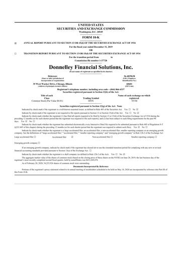 Thumbnail Donnelley Financial Solutions
 10-K Annual Report 2019