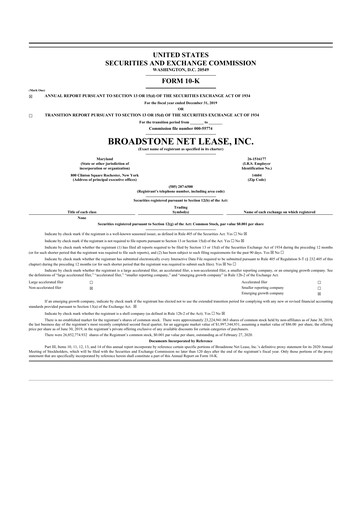 Thumbnail Broadstone Net Lease 10-K Annual Report 2019