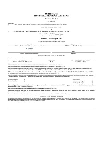 Thumbnail Resideo Technologies
 10-K Annual Report 2019