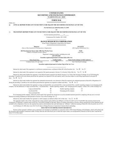 Thumbnail Range Resources
 10-K Annual Report 2019