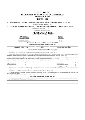 Thumbnail WesBanco 10-K Annual Report 2019