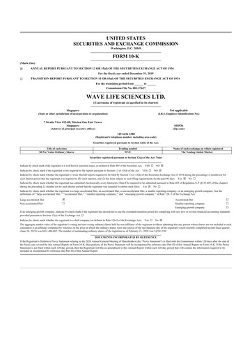 Vorschaubild Wave Life Sciences 10-K Jahresbericht 