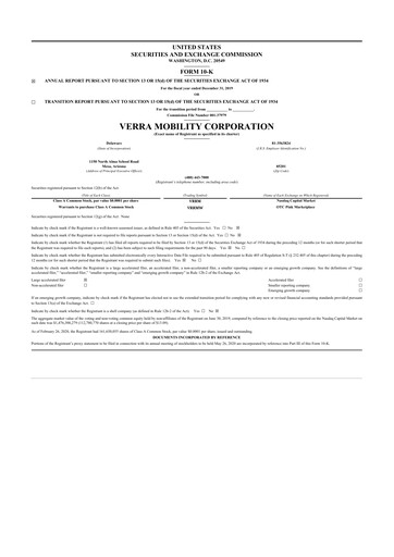 Thumbnail Verra Mobility 10-K Annual Report 2019