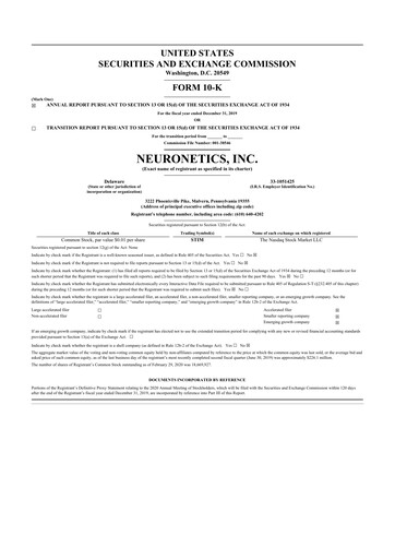 Thumbnail Neuronetics 10-K Annual Report 2019