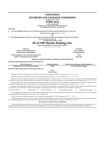 Thumbnail SEACOR Marine 10-K Annual Report 2019