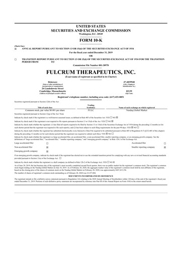 Vorschaubild Fulcrum Therapeutics 10-K Jahresbericht 2019