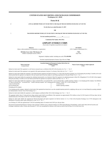 Thumbnail Amplify Energy
 10-K Annual Report 2019