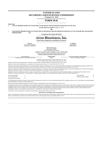 Thumbnail Arcus Biosciences
 10-K Annual Report 2019