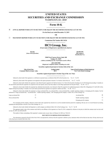 Thumbnail HCI Group
 10-K Annual Report 2019