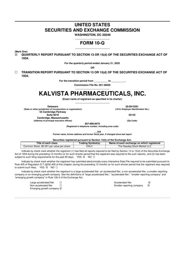 Vorschaubild KalVista Pharmaceuticals 10-Q Quartalsbericht 2020 