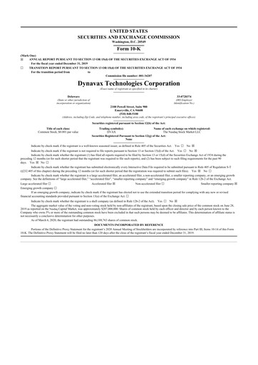 Vorschaubild Dynavax Technologies
 10-K Jahresbericht 2019